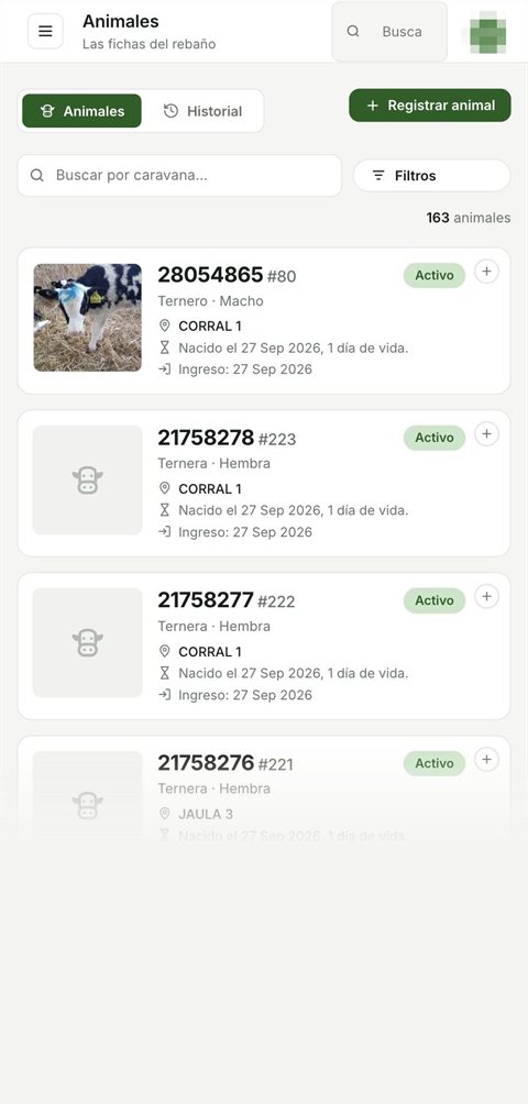 AgriTrace: el rebaño, con la ficha de cada animal